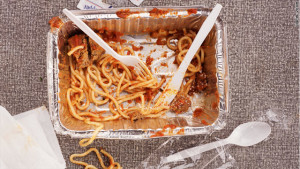 Picture of gross, leftover spaghetti